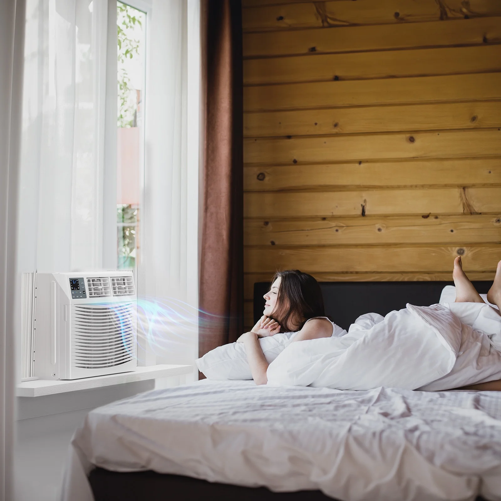 ROVSUN 8000 BTU Window Air Conditioner with Heat, Window AC Unit & Heater Combo with APP & Voice Smart Control, Timer Function & Easy Installation Kit, Work with Alexa/Google Assistant, 115V/60Hz