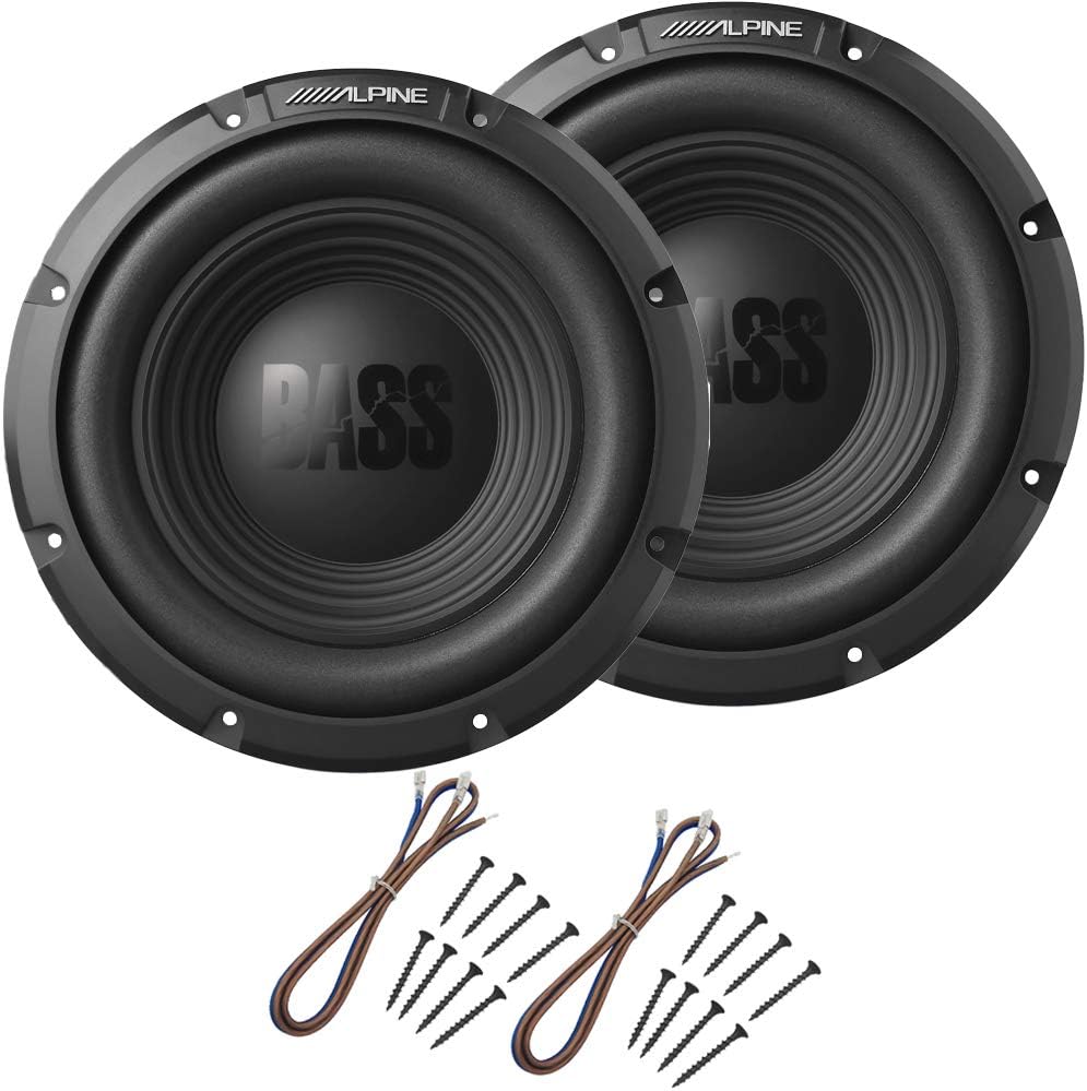 Alpine W12S4 Car Audio Bassline Single 4 Ohm 500 Watt 12" Subwoofers with Sub Install Kit Package