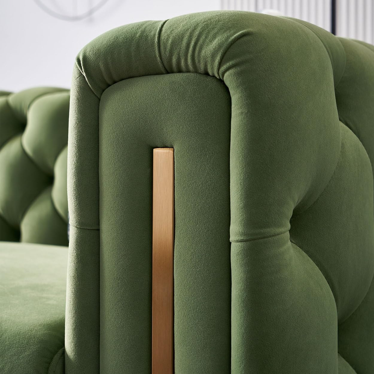 Chesterfield Modern Tufted Velvet Living Room Sofa, 84.25" W Couch,Mint Green