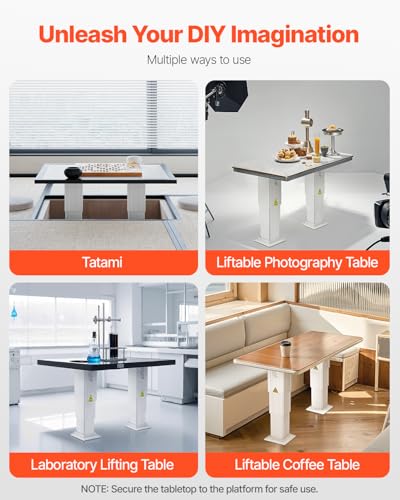 VEVOR Electric Lifting Column System, 176 lbs Lift Table, 14.2-31.1 in Height Range, Three-Stage Adjustable Desk Column, Telescopic Table Leg, Comes with Power-Supply Option to Control up/Down Motion