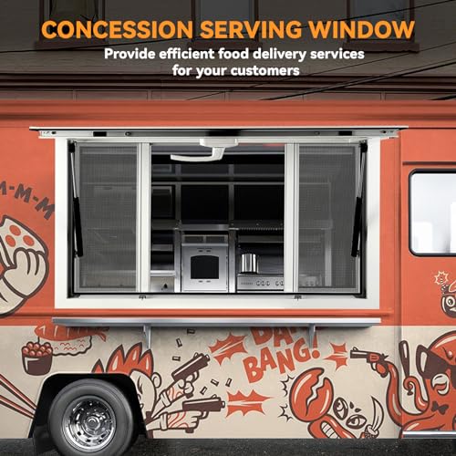 Concession Window 36"W x 36"H, Aluminum Alloy Food Truck Window, Concession Stand Window, Concession Awning Door Up to 85° Serving Window for Food Truck