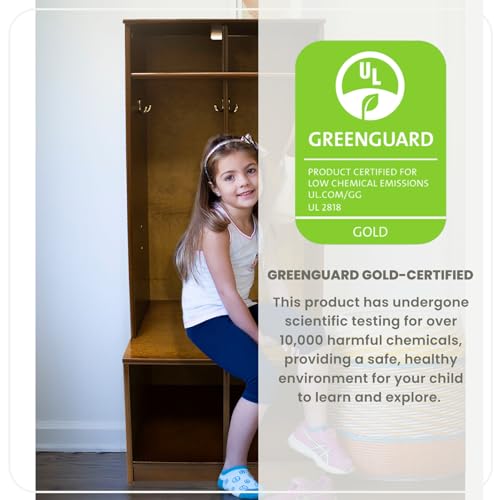 Little Partners Kids Wooden Locker, Two Cubby, 6 Compartment Open Storage Coat Locker for Toddlers and Kids, Durable Construction (Earl Grey)