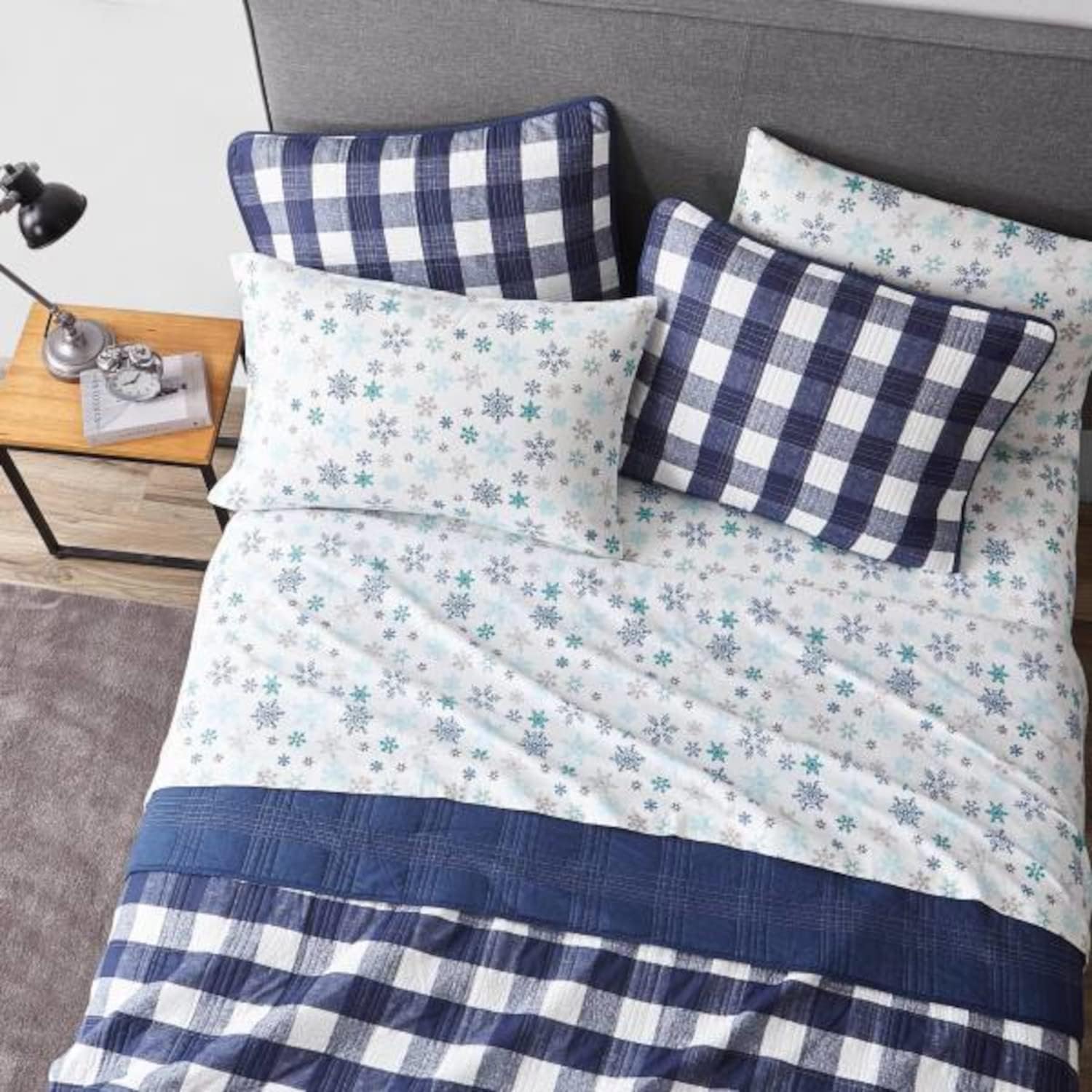 Eddie Bauer - Queen Sheets, Cotton Flannel Bedding Set, Brushed for Extra Softness, Cozy Home Decor (Tossed Snowflake, Queen) & Queen Sheets, Cotton Flannel Bedding Set, Brushed for Extra Softness