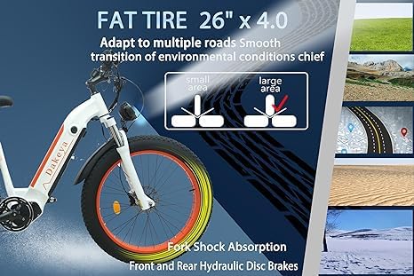 Dakeya Da08 Electric Bike for AdultsTerrains,1000W Brushless Motor EBike,48V 15AH Removable Battery,UP to 50 Miles,26" x 4.0 Fat Tire,7-Speed Gear,31MPH, LCD Digital Display,for All Terrains…