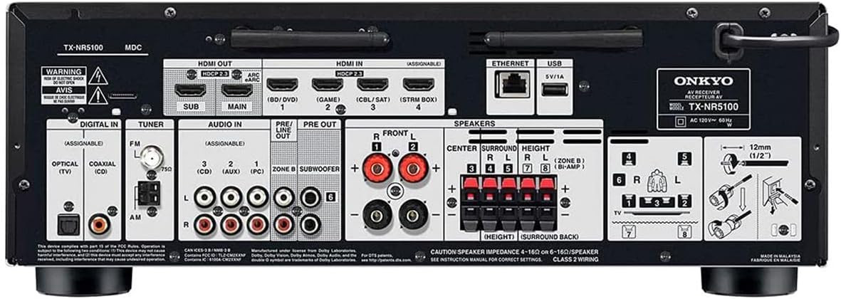 Onkyo TX-NR5100 7.2 Channel Network A/V Receiver (2021), Black (Renewed)