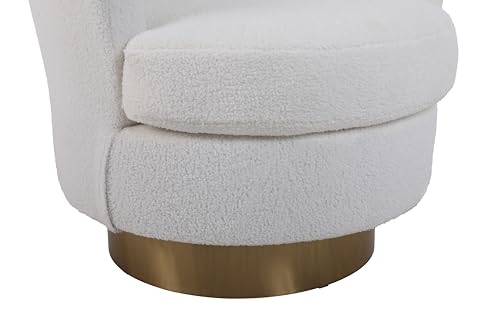 Swivel Barrel Chair,Teddy Round Swivel Accent Chair,Comfy Modern 360 Degree Swivel Reading Chair,Sherpa Armchair Swivel Club Chair for Bedroom,Hotel, Living Room,Nursery,White