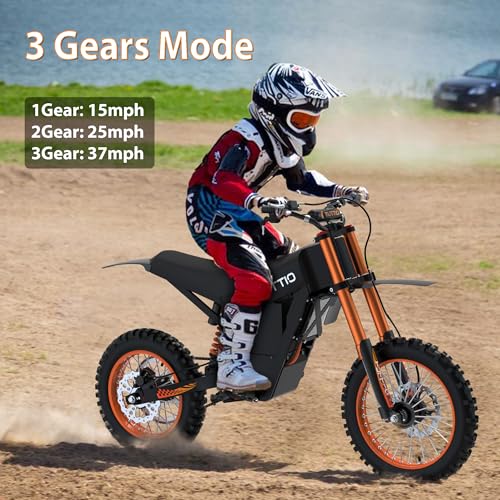 Soleil01 Electric Dirt Bike for Adult and Teen 48V 21AH E Bicycle 14"/12" Fat Tire Off Road Ride On High Torque Electric Motocross Motorcycle Dirt Bike