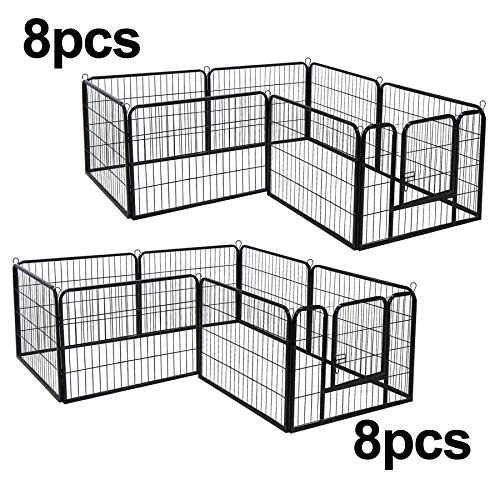 LEMY 16 Panels 32 in Pet Playpen Heavy Duty Metal Dog Exercise Fence Barrier，Outdoor & Indoor Foldable Pet Exericse Pen w/Door,Black