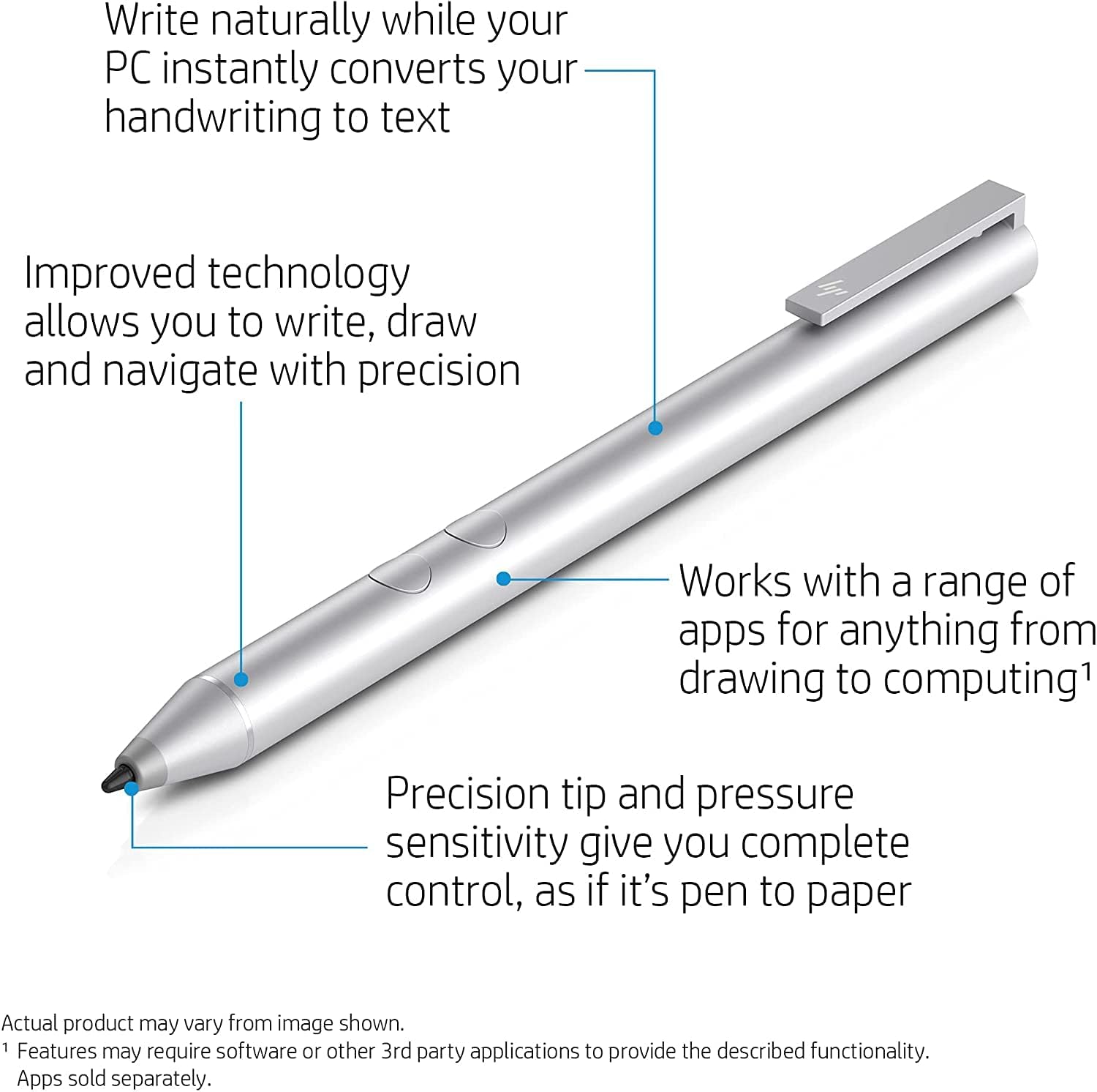 Genuine HP Stylus Pen, Compatible with Any Pen-enabled HP Device, Envy x360/Pavilion x360/Spectre x360 Pack of 2