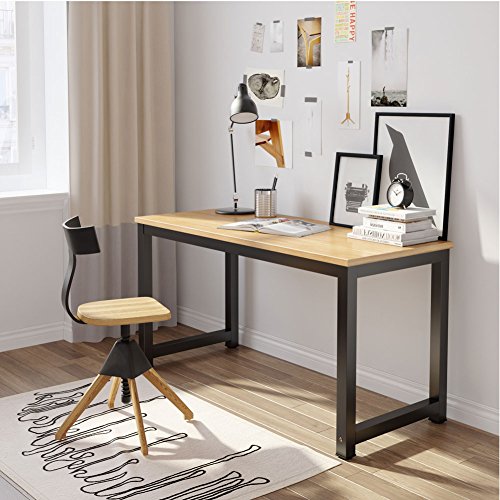Tribesigns Modern Computer Desk, 63 x 31.5 inch Large Executive Office Desk Computer Table Study Writing Desk Workstation for Home Office, Spliced Desktop, White
