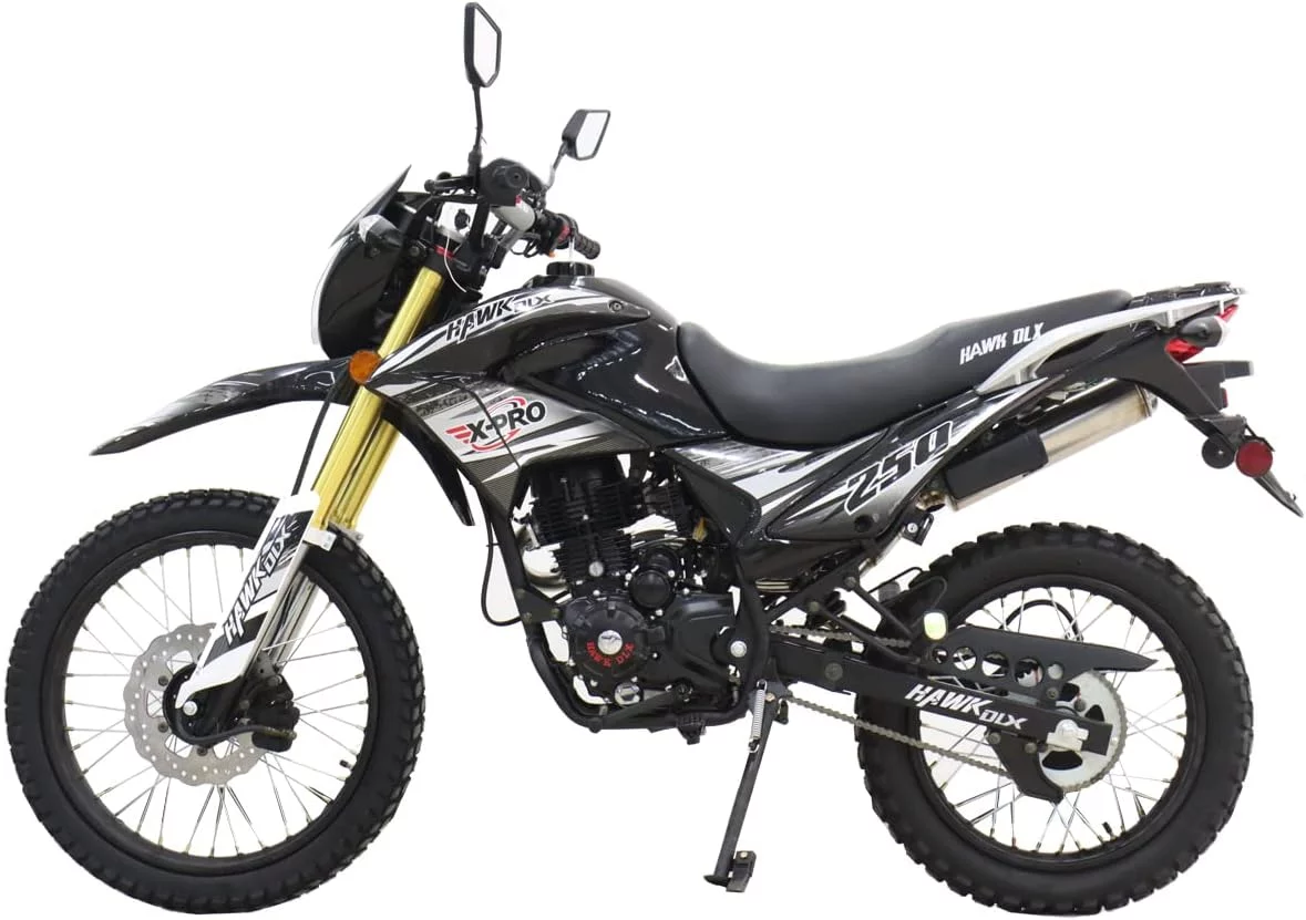 X-Pro Brand New Hawk Dlx 250cc Dirt Bike, 5 Manual Transmission Electric/Kick Start, 21"/18" Wheels - Curated Treasures Market