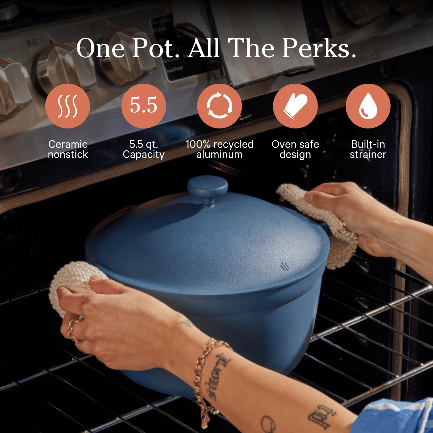 Our Place Home Cook Duo - Always Pan 2.0 & Perfect Pot Bundle | Multi-Functional Cookware Set Replaces 18 Pieces | Blue Salt