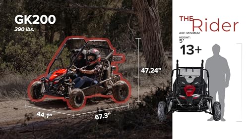 Coleman Powersports GK200 196cc Gas Powered Dual Seat Go-Kart, Reverse Gear, Adjustable Suspension, 275 lbs Maximum Load, Off Road Adventure Vehicle