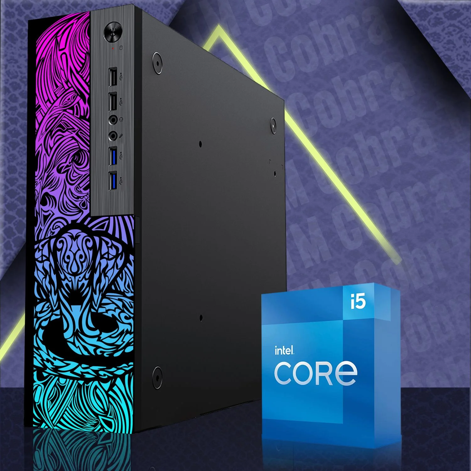 Restored Gaming Desktop PC Computer, TechMagnet Cobra, Intel Core i5 12th Gen, AMD RX 550, 16GB RAM, 1TB SSD, 4TB HDD, 24 Inch LED Monitor, 4 in 1 Gaming Kit, Webcam, Win 11 Home (Refurbished)