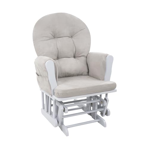 Brisbane Nursery Glider & Ottoman Sets, Glider Recliner Nursery Rocking Chair Nursery Glider Rocker with Ottoman, Reclining Gliders & Chairs for Breastfeeding, Maternity, Napping, Pecan/Dark Gray