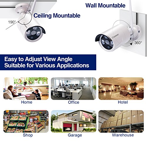 10CH Expandable Wireless Security Camera System with 10.1" Monitor 4pcs 5MP Indoor Outdoor Camera 1-Way Audio Night Vision Motion Detection Home Business CCTV Surveillance 1TB HDD