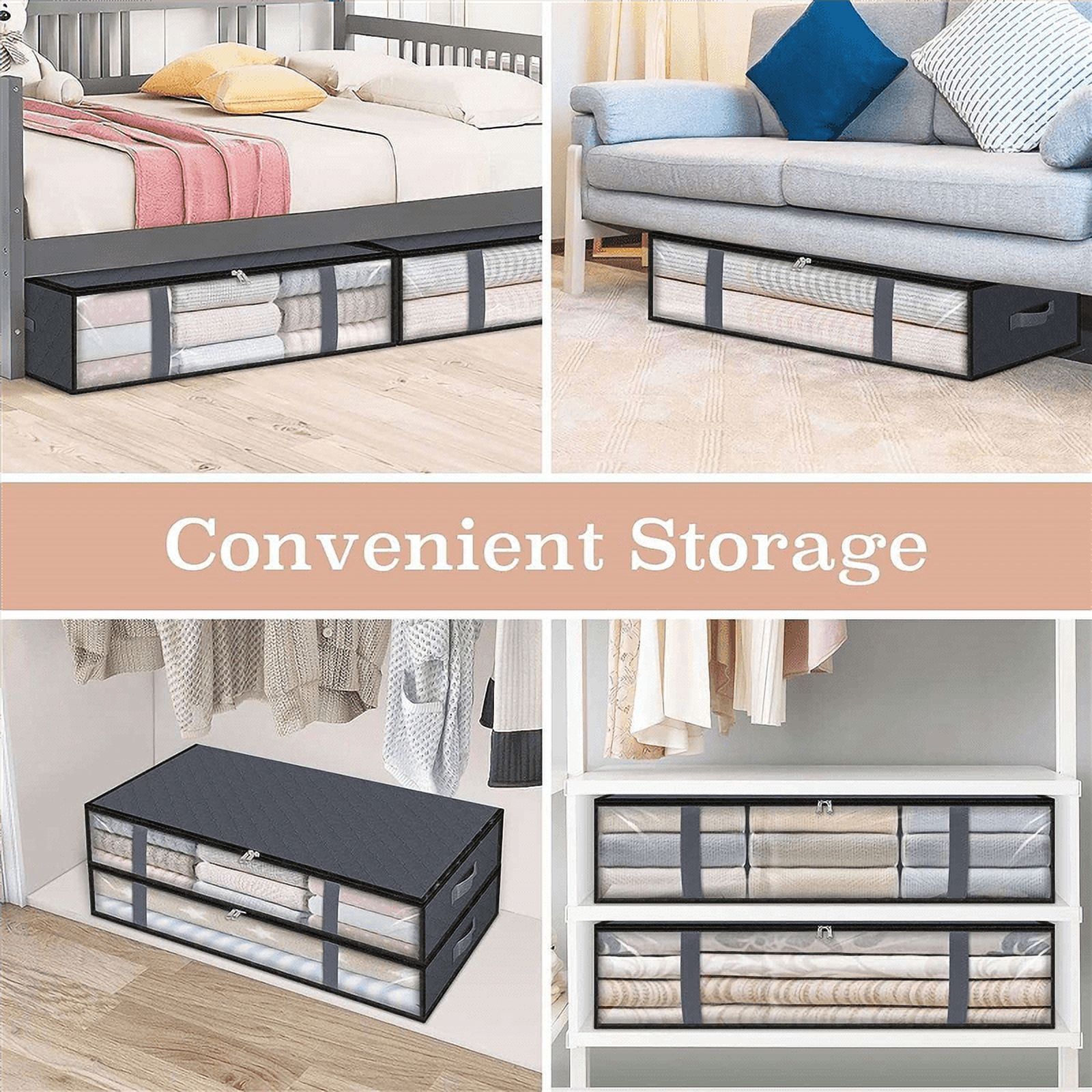 Storage Bags, Clothes Storage, Under Bed Storage Containers with Handles, Capacity Storage Bins, Foldable 6Pcs,6 x Storage Bags,grey