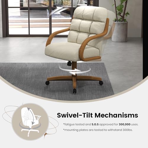 Chromcraft 2 Set of Caster Swivel Tilt Dinning Chairs, Ultra Comfort Chairs Casual Wooden Cap with Metal Frame Chairs Rolling Chair on Wheels for Kitchen(Santa Rosa Linen)