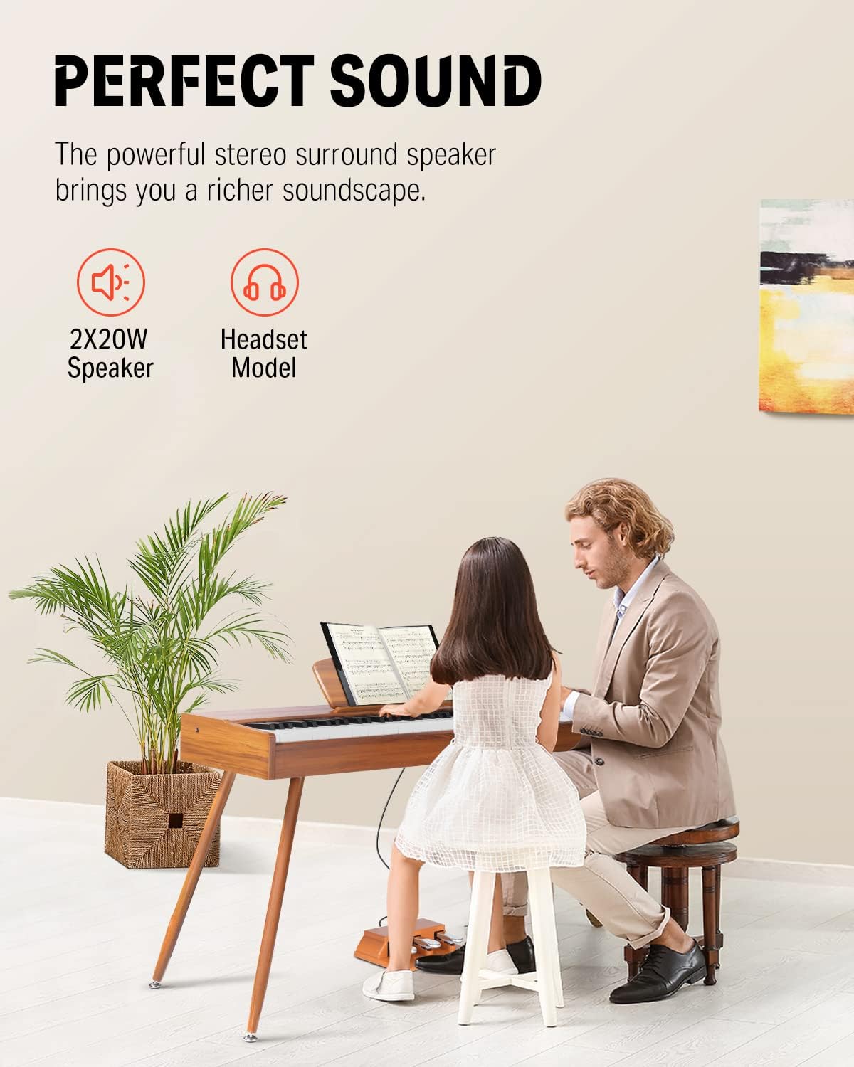 Donner DDP-80 88 Key Weighted Keyboard Piano, Beginner Digital Piano Full Size Electric Keyboard with Stand, Power Adapter, Triple Pedal and MIDI Connecting