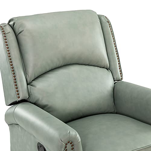 HULALA HOME Genuine Leather Recliners Set of 2 with Adjustable Backrest & Footrest, Modern Manual Reclining Chairs with Nailhead Trim, Home Theater Sofa Chairs for Living Room Bedroom, Brown