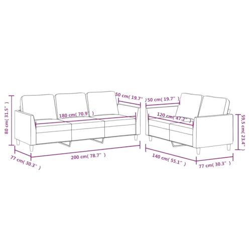 vidaXL 2 Piece Sofa Set in Black Faux Leather - Modern Living Room Furniture with Stable Metal Frame and Comfortable Cushions