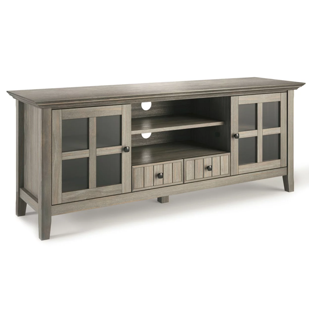 Acadian SOLID WOOD 60 inch Wide Transitional TV Media Stand in Light Golden Brown For TVs up to 65 inches