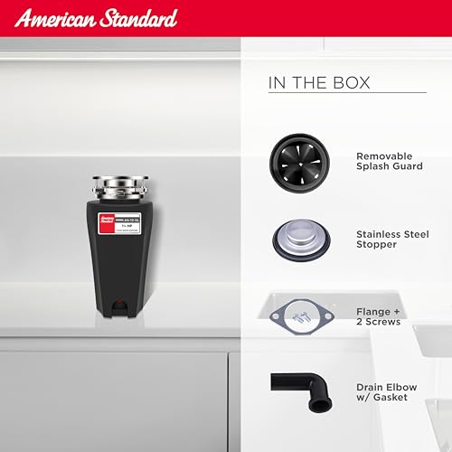 American Standard 10-US-AS-5-HD Garbage Disposer, 1/2 HP Heavy Duty, Black