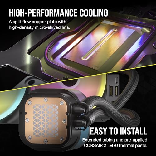 CORSAIR iCUE Link H150i LCD Liquid CPU Cooler - 360mm AIO - QX120 RGB Fans - 2.1” IPS LCD Screen - Fits Intel LGA 1700, AMD AM5 - iCUE Link System Hub Included - White