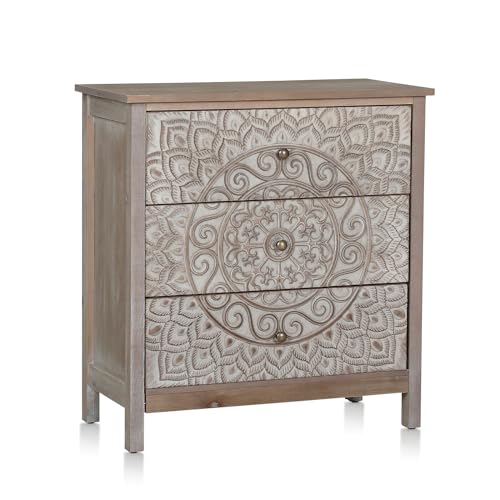 MAISON ARTS 3 Drawer Dresser Set of 2, Modern Household 3 Chest of Drawers Farmhouse Accent Storage Cabinet with 3 Drawers Nightstand Bedside Table for Bedroom Living Room Entryway, Easy to Assemble