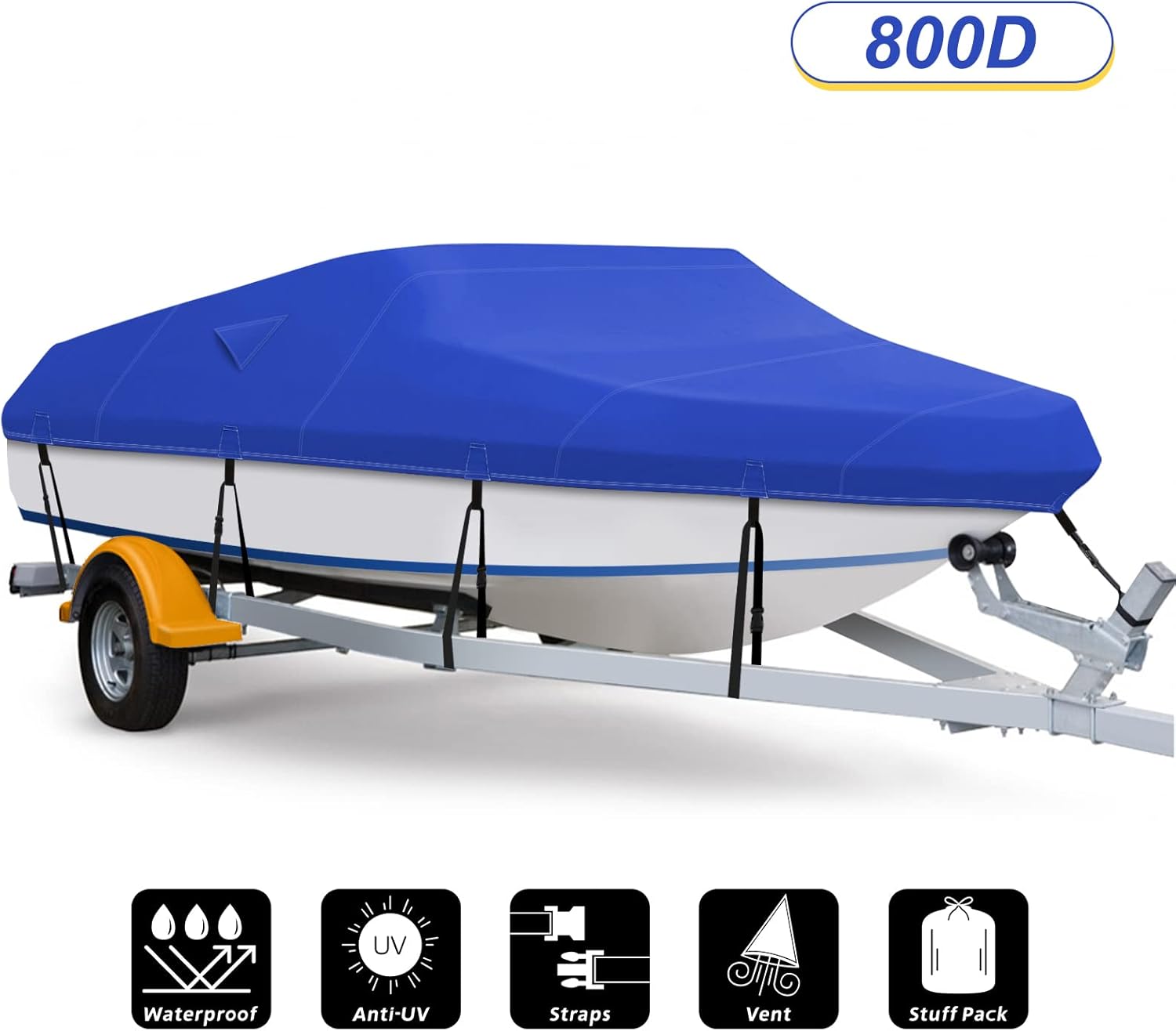 Fuprosico Boat Cover, 600D Waterproof Boat Cover 17 18 19 ft Foot Fits Bass Boat,V-Hull Tri-Hull ,Runabout Bowrider ,Fish and Ski Boat 17'-19' ,Heavy Duty Canvas, Double Rear Air Vents,Gray