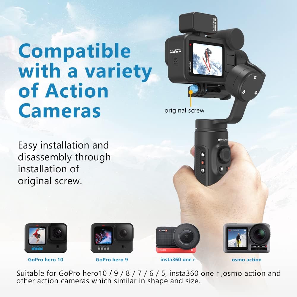 INKEE Falcon Plus Gimbal Stabilizer for Action Cameras Gimbal Stabilizer, 3-Axis Professional Camera Handheld Gimbal Shooting Tripod for GoPro Hero 10/9/8/7/6/5，OSMO Action ,Insta360