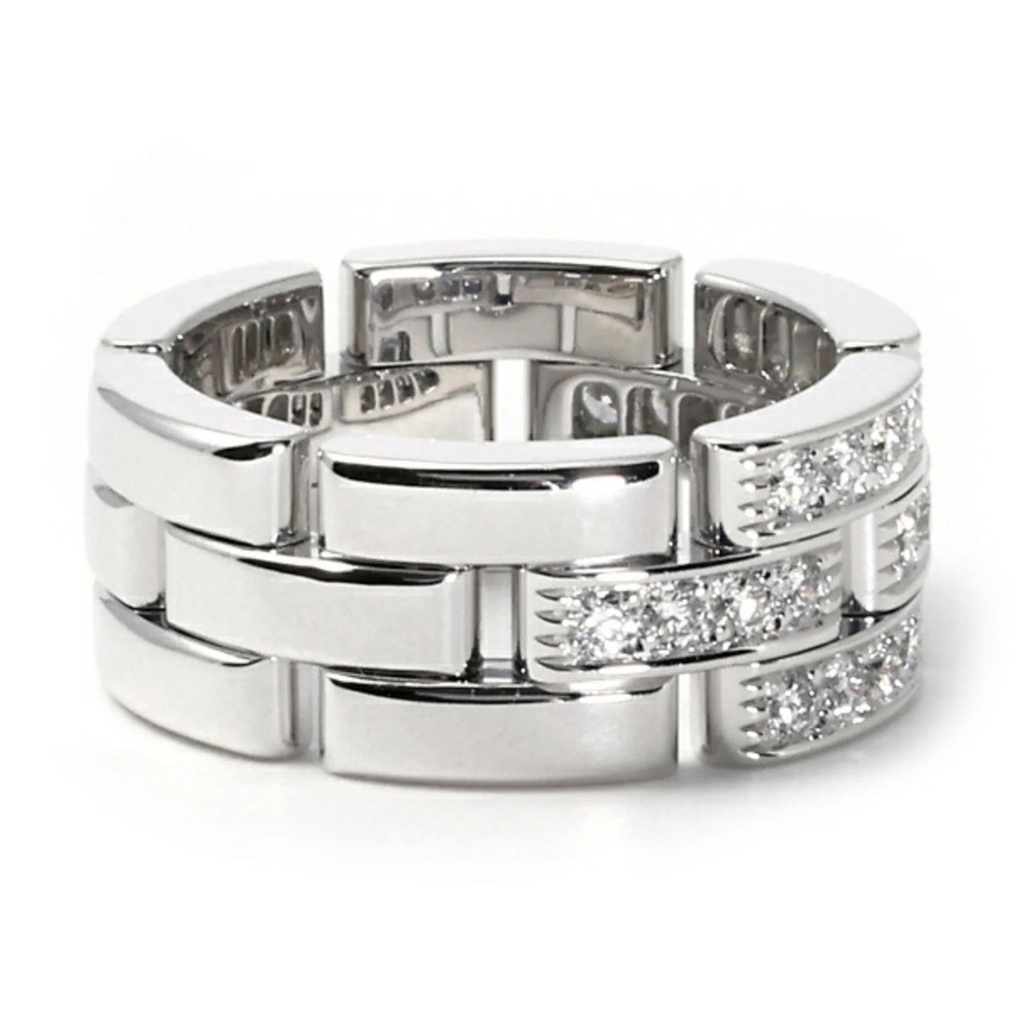 Pre-Owned Cartier Maillon Panthère 3-row K18WG White Gold Ring (Good)
