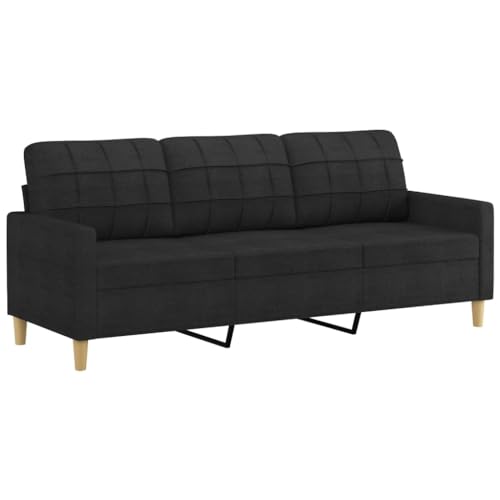 3 Piece Sofa Set, Small Sofa Modern Sofa Apartment Sofa Minimalist Sofa Suitable for Living Room House Office Dorm Room, with Cushions Black Fabric