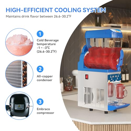 Commercial Slushy Machine - 1000W 30L Tanks Slush Maker Machine 304 Stainless Steel Commercial Margarita Machines Efficient Cooling the Ideal Slushie Machine for Bars Cafes Restaurants