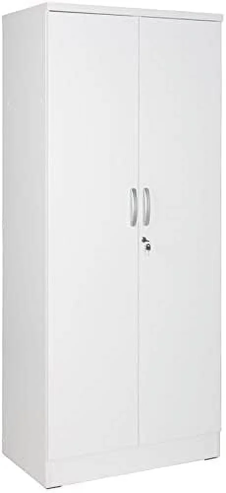 Modern Wood Two Door Armoire Wardrobe Cabinet In White