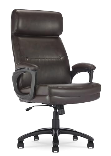 Serta Comfort Executive Big & Tall Office Chair Ergonomic High-Back Computer DeskChair, Semi Plush Cushion Seat, Soft Padded Armrests, SertaQuality Foam, Metal Swivel Base, Bonded Leather, Gray