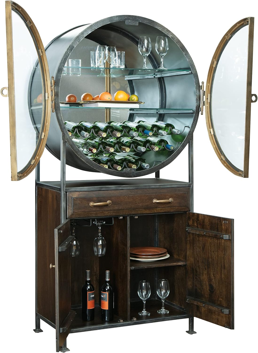 Howard Miller Rob Roy Wine & Bar Cabinet 695-236 – Distressed Display, Rustic Hardwood Storage Liquor Console & Rack