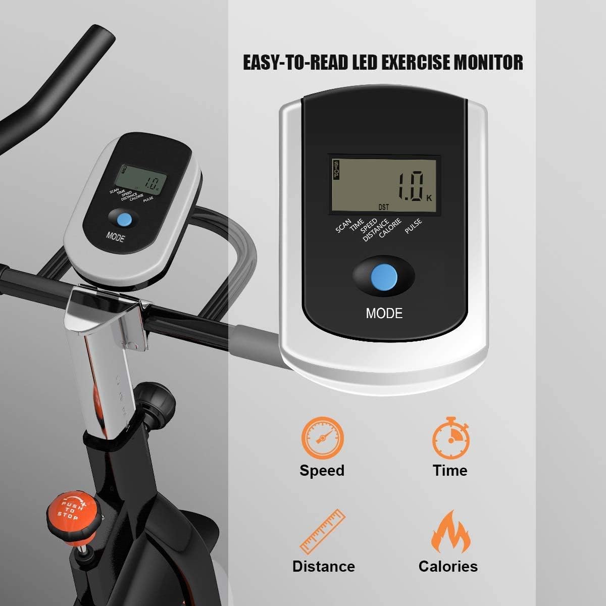 GYMAX Indoor Cycling Bike, Stationary Exercise Bike with LCD Monitor Heavy Duty 30 LBS Flywheel & Comfortable Seat Cushion for Home Cardio Workout