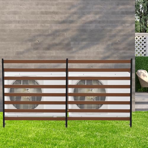 Air Conditioner Fence 2 Panels 39"W x 51"H Privacy Screens Fence Panel for Outdoor Units Pool Equipment Trash Can Enclosure for Outside (Brown)