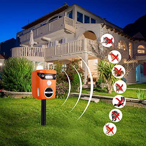 Thanos Solar Power Cat Repeller Ultrasonic Animal Repellent LED Flashing Light Motion Activated to Keep Dog Fox Raccoon Deer Awa