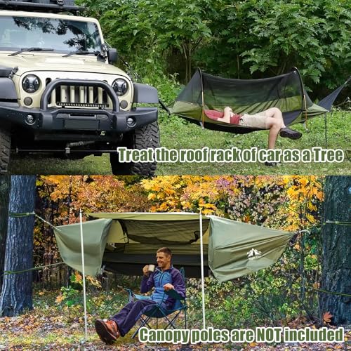 Night Cat Flat Lay Hammock Tent with Mosquito Net Waterproof Rainfly Storage Room for 1 Person Backpacking Hiking Camping Lightweight 440LBS 87x28x19in