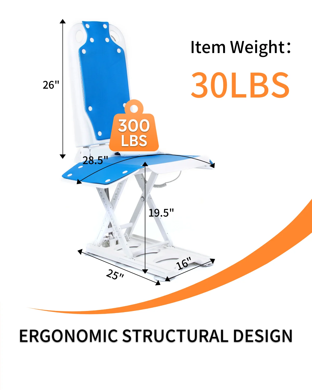 Electric Chair Lift, Get up from Floor, Floor Lift, Can Be Raised to 20” Help You Stand Up Again, Weight Limit 300 lbs, Item Weight 30 lbs