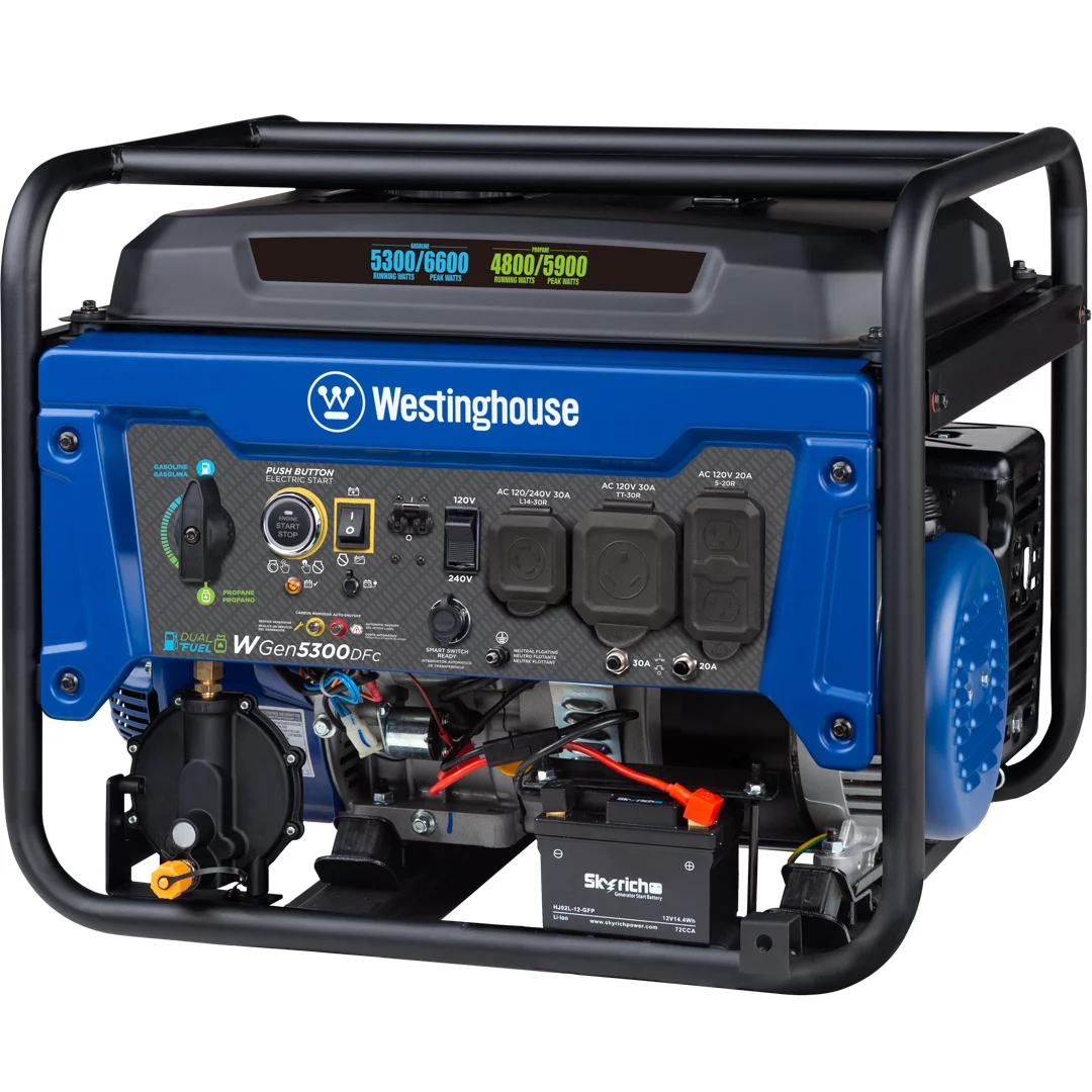 Westinghouse 6600 Peak Watt Home Backup Dual Fuel Portable Generator w/ Remote Electric Start & CO Sensor