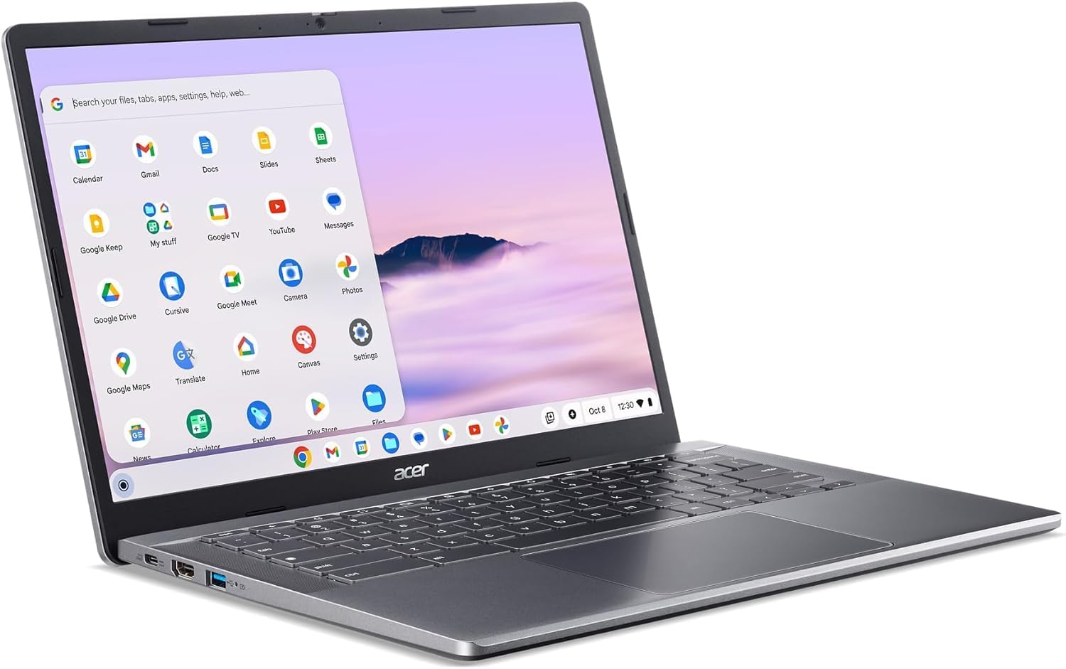 acer Chromebook Plus 514 Laptop | 14" WUXGA 1920 x 1200 IPS Touchscreen Display | AMD Ryzen 3 7320C | 8GB LPDDR5X | 256GB SSD | Wi-Fi 6E | FHD Facial Auto Exposure Camera | Chrome OS | Steel Gray