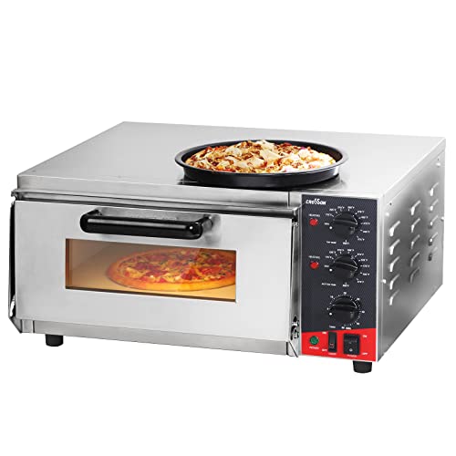 CROSSON Commercial 16 inch Countertop Electric Pizza Oven with pizza stone, Multipurpose Indoor Pizza oven for Restaurant Home use,120V/1600W