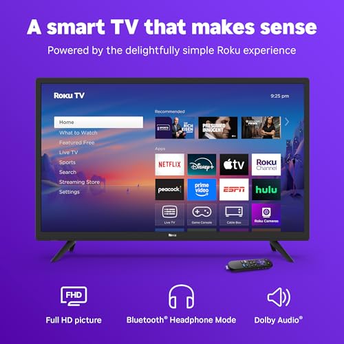 Roku Smart TV 2025 – 40-Inch Select Series, 1080p Full HD TV – RokuTV with Voice Remote – Flat Screen LED Television with Wi-Fi for Streaming Live Local News, Sports, Family Entertainment