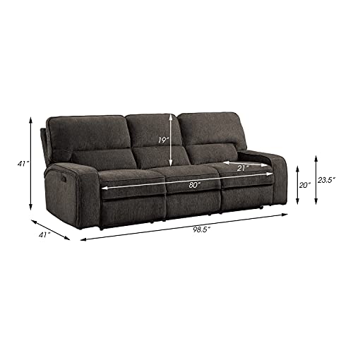 Lexicon Atherton 3-Piece Chenille Fabric Manual Reclining Living Room Sofa Set, Chocolate