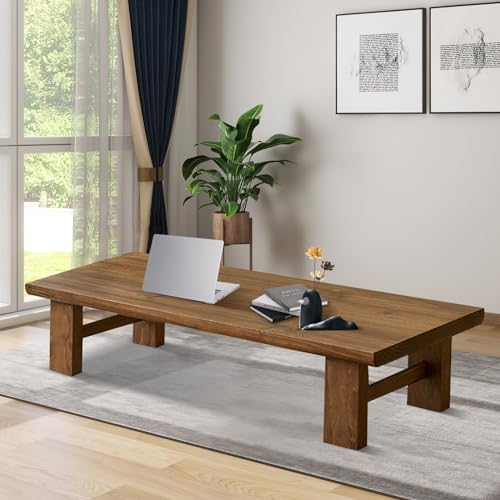 Japanese Floor Table Low Table for Sitting on The Floor，Japanese Dining Table Solid Wood Modern Coffee Table for Living Room,Dining Room,Tea,Tatami Altar Table (100cm)