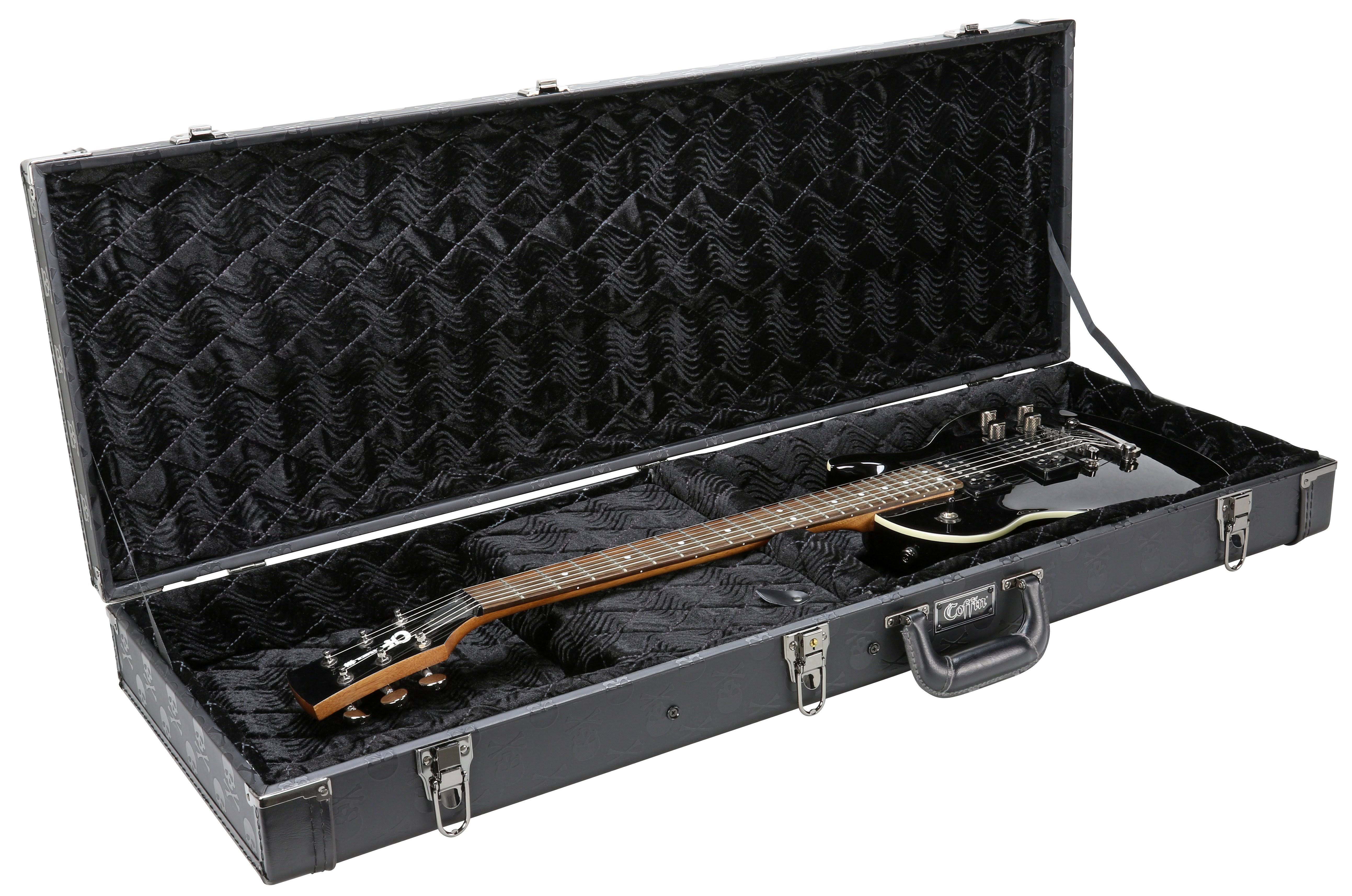 Coffin Skull Series Guitar Case, Black Velvet Interior