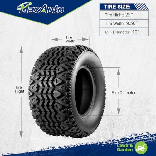 MaxAuto AT22X9.50-10 ATV Tire,22x9.5x10 Tire Replacement for All Trail Rear Tire,Lawn Mower Tractor Tire,Golf Cart Turf Tire,4-Ply Tubeless